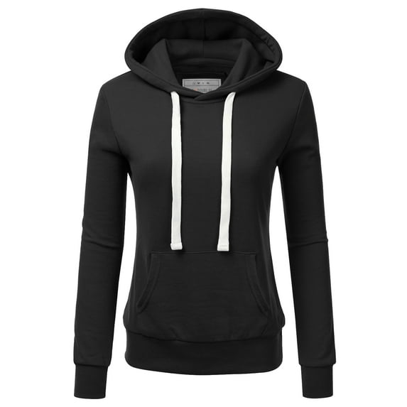 Doublju Women's Basic Lightweight Pullover Hoodie Sweatshirt with Plus Size