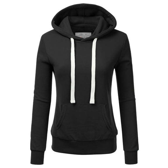 Doublju Women's Basic Lightweight Pullover Hoodie Sweatshirt with Plus Size