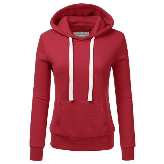 Doublju Women's Basic Lightweight Pullover Hoodie Sweatshirt with Plus Size