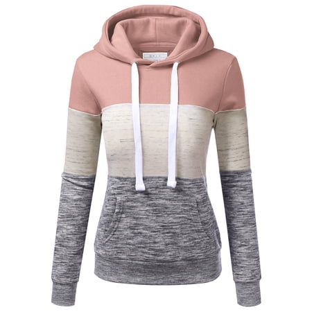 Doublju Women's Basic Lightweight Pullover Pocket Hoodie Sweatshirt with Plus Size