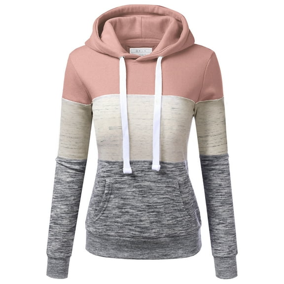 Doublju Women's Basic Lightweight Pullover Pocket Hoodie Sweatshirt with Plus Size
