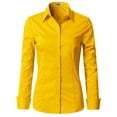 thumbnail image 1 of Doublju Women's Basic Long Sleeve Cotton Button Down Collared Shirt, 1 of 5