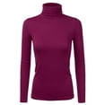 thumbnail image 1 of Doublju Women's Basic Slim Fit Sweater Long Sleeve Turtleneck T-Shirt Top Pullover, 1 of 4