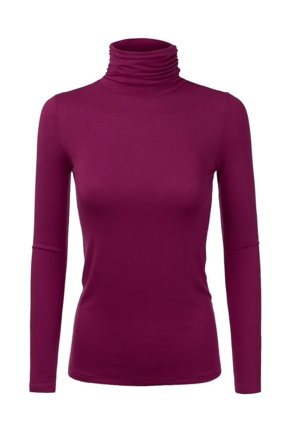 Women's Basic Slim Fit Sweater Long Sleeve Turtleneck T-Shirt Top Pullover