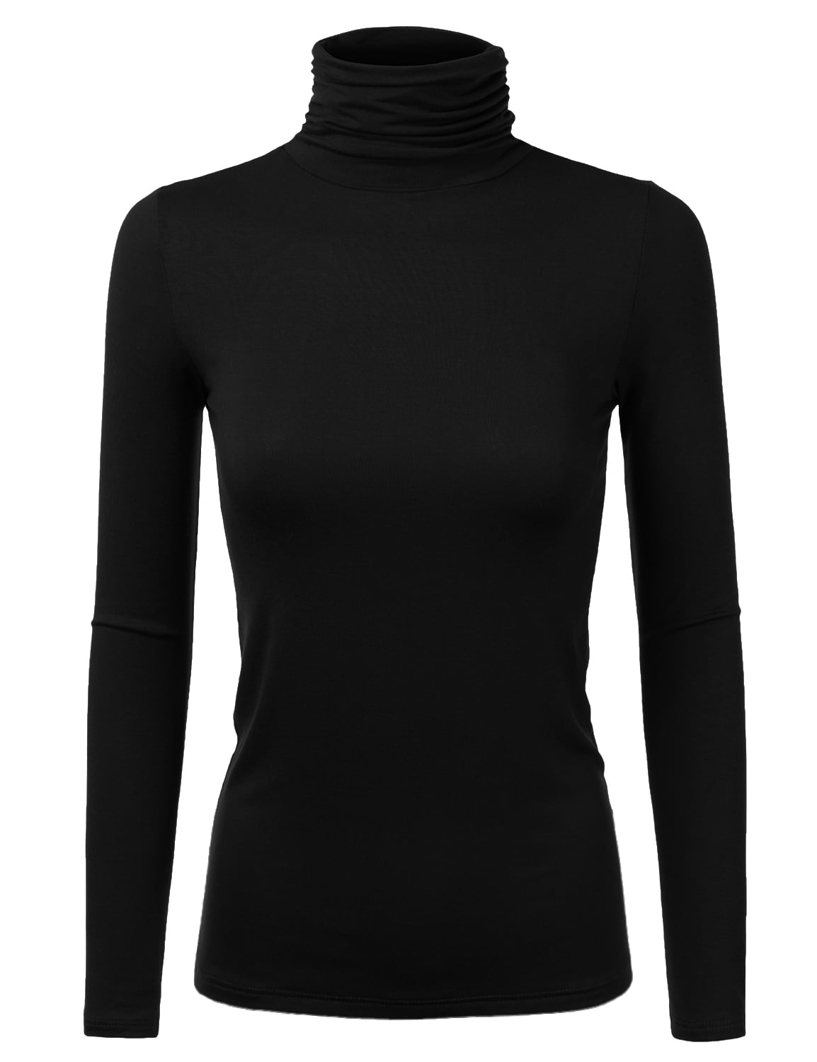 Doublju Women's Basic Slim Fit Sweater Long Sleeve Turtleneck T-Shirt ...