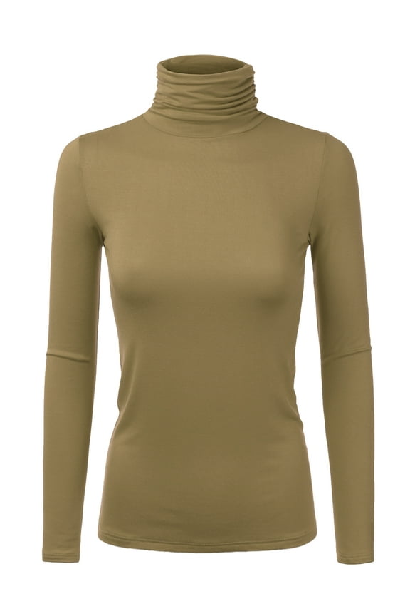 Women's Basic Slim Fit Sweater Long Sleeve Turtleneck T-Shirt Top Pullover