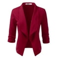 thumbnail image 1 of Doublju Women's Casual Basic Work Office Cardigan&nbsp;Tuxedo Open Front Blazer BURGUNDY 2XL Plus Size, 1 of 4