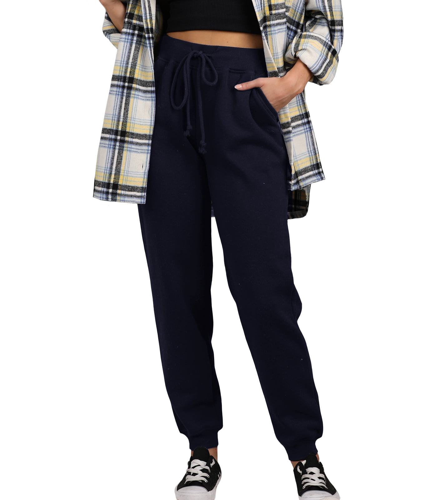 Doublju Women's Casual Elastic Waist Drawstring Jogger Pants (S3X