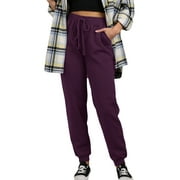 DOUBLJU Women's Casual Elastic Waist Drawstring Jogger Pants (S-3X)