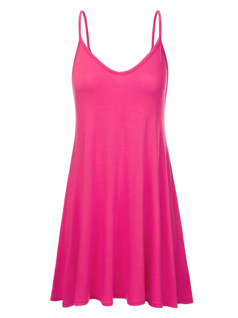 Doublju Women's Sleeveless Cami Swing Dress, Spaghetti Strap, Plus Size  Available - Walmart.com