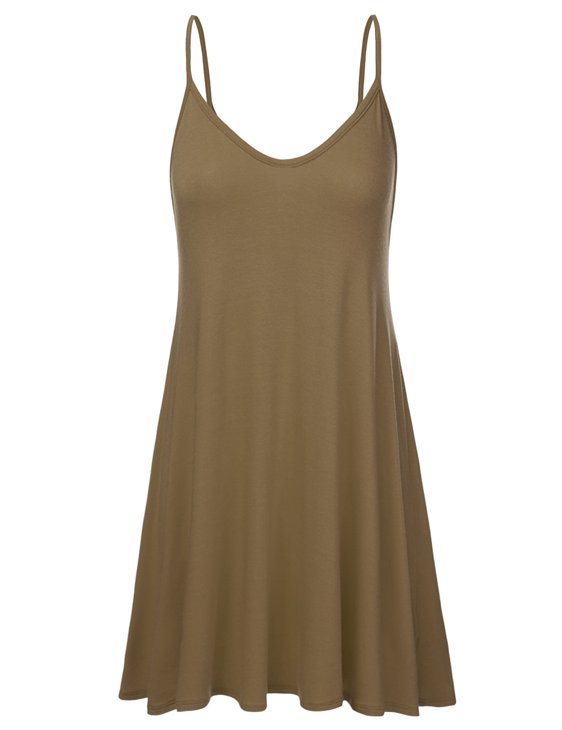 Doublju Women's Sleeveless Spaghetti Strap Swing Dress, Casual Loose Fit,  Plus Size Available, Soft Rayon Material - Walmart.com