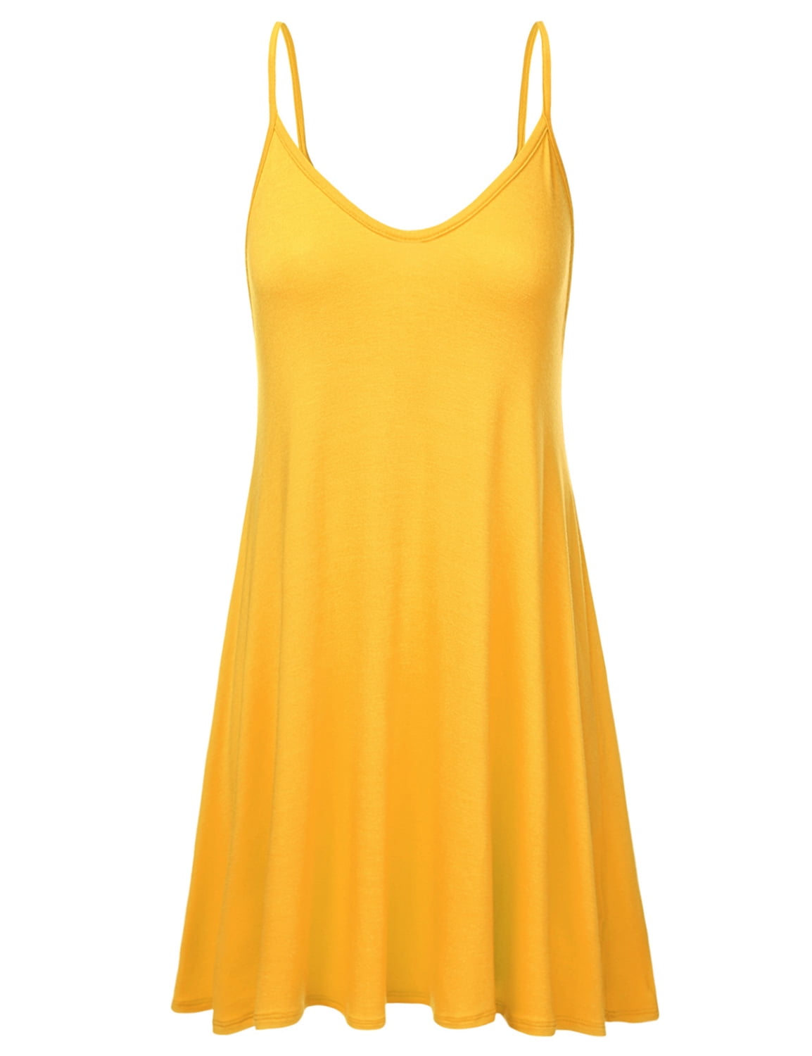 Doublju Women's Cami Flowy Strap Spaghetti Swing Dress, Casual Loose Slip,  Plus Size Available - Walmart.com