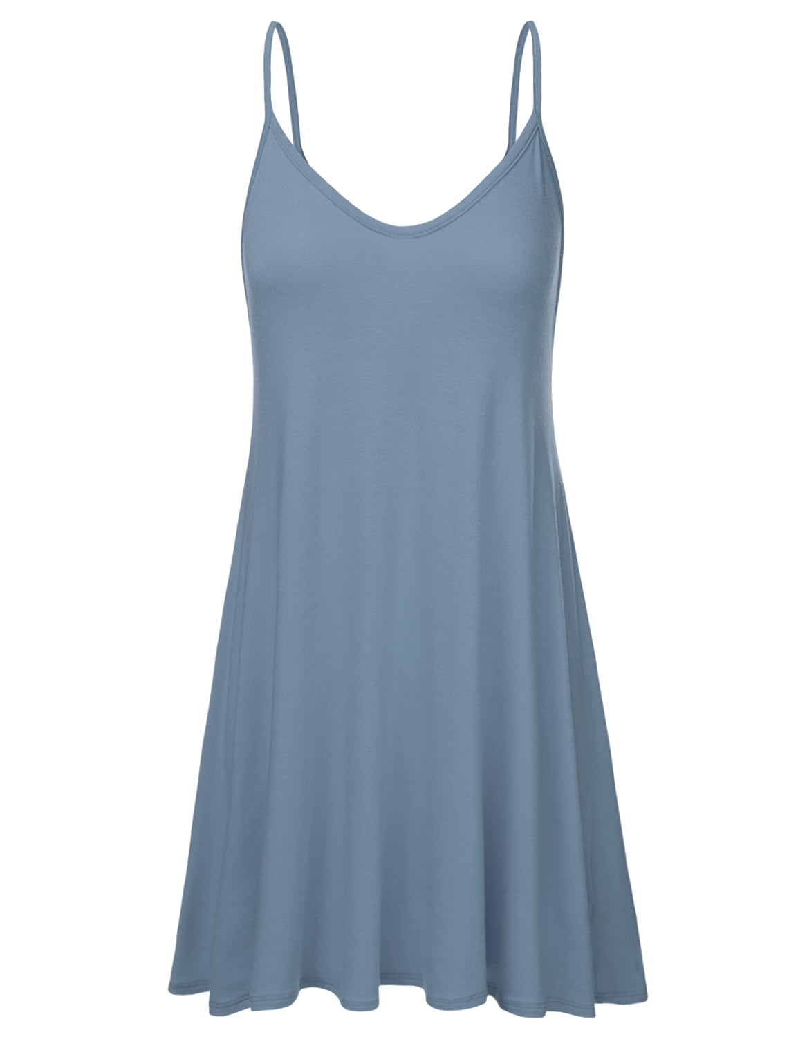doublju women's casual spaghetti loose swing slip dress Women's Casual Spaghetti Loose Swing Slip Dress BLACK M