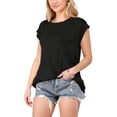 thumbnail image 1 of Doublju Women's Crewneck Muscle Short Sleeve T-shirt (Plus Size Available), 1 of 4