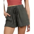 thumbnail image 1 of Doublju Women's Drawstring Side Pockets Casual Shorts With Plus Size, 1 of 3