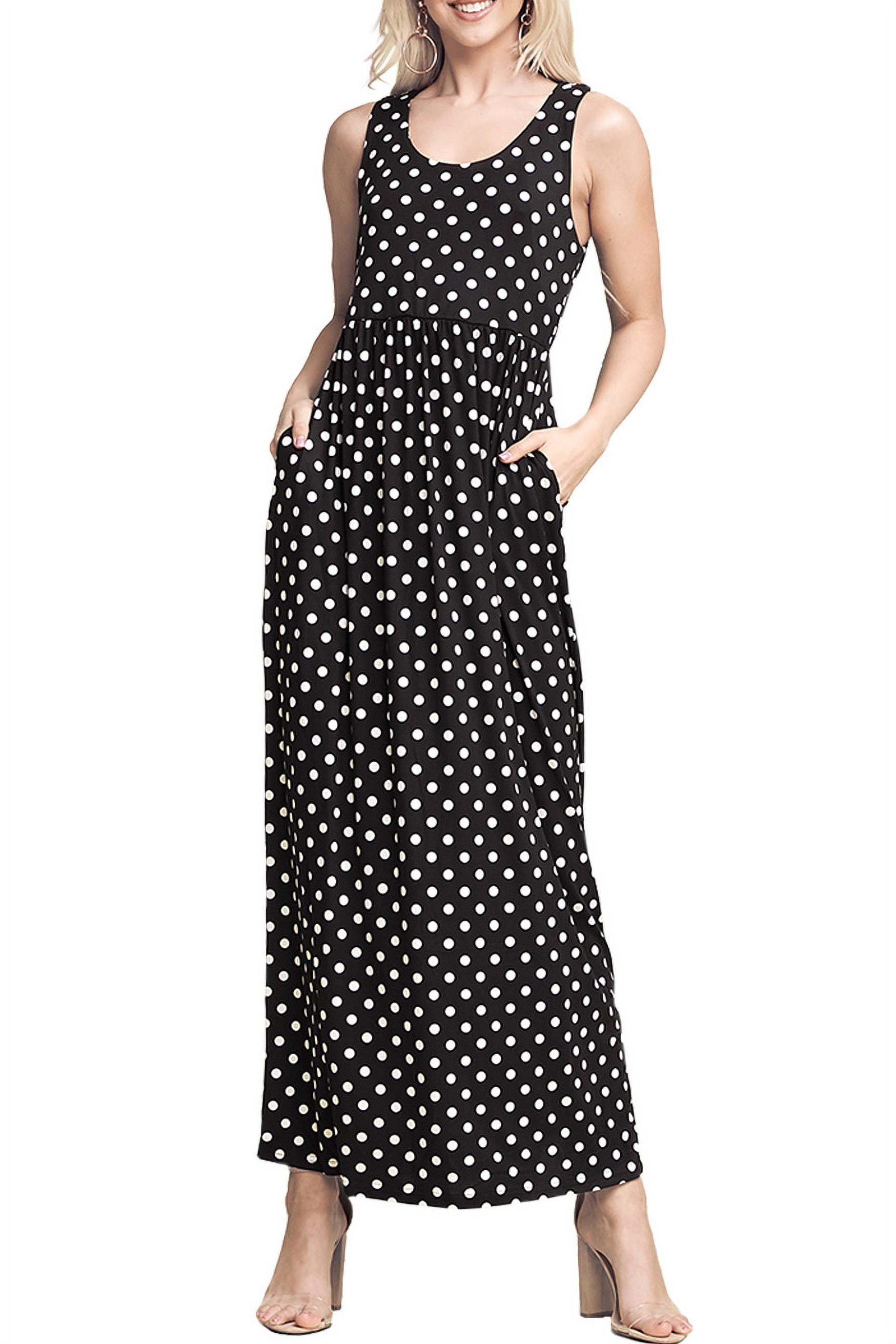 Doublju Women's Empire Seam Sleeveless Maxi Dress with Pockets (Plus ...