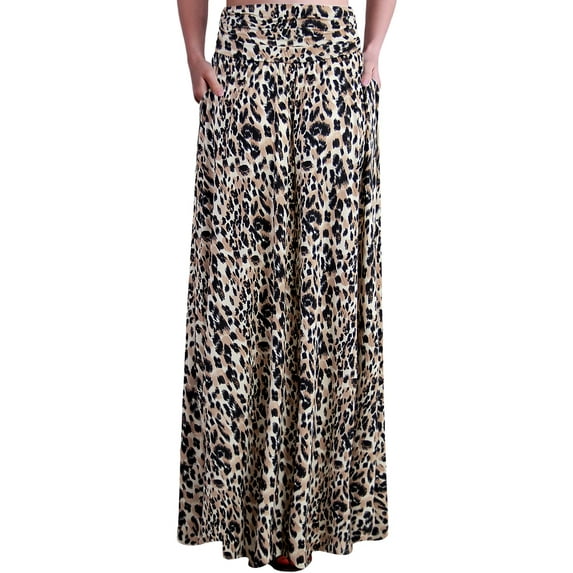 Doublju Women's Flowy Flared Comfy Maxi Skirt (Plus Size Available)