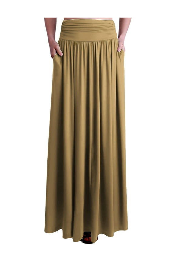 Women's Flowy Flared Comfy Maxi Skirt (Plus Size Available)