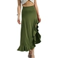 thumbnail image 1 of Doublju Women's Flowy Ruffle Asymmetrical Maxi Skirt (Plus Size Available), 1 of 4
