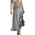 thumbnail image 1 of Doublju Women's Flowy Ruffle Asymmetrical Maxi Skirt (Plus Size Available), 1 of 4