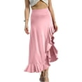 thumbnail image 1 of Doublju Women's Flowy Ruffle Asymmetrical Maxi Skirt (Plus Size Available), 1 of 4