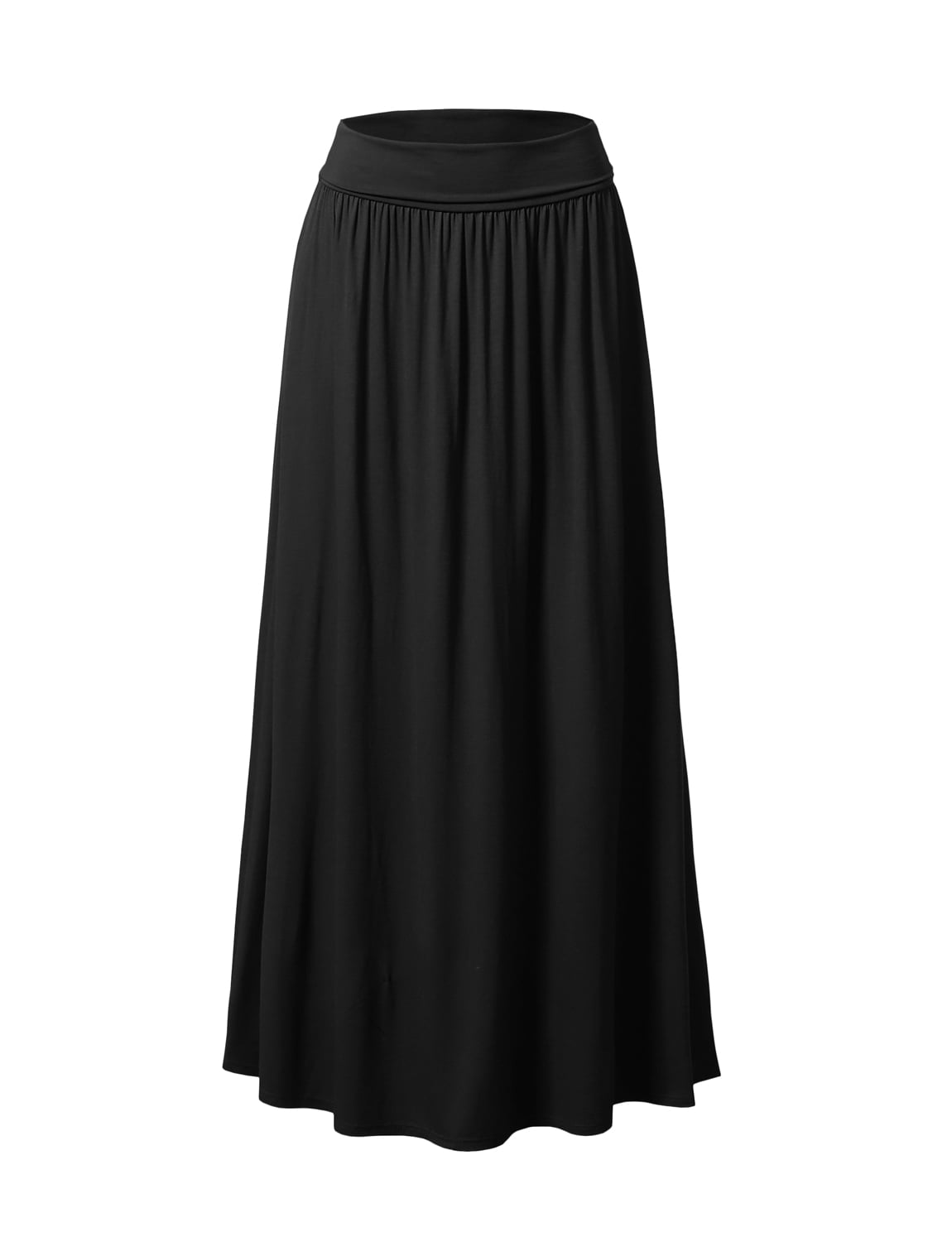 Doublju Women's Fold High Waist Ruched Maxi Skirt with Plus Size ...