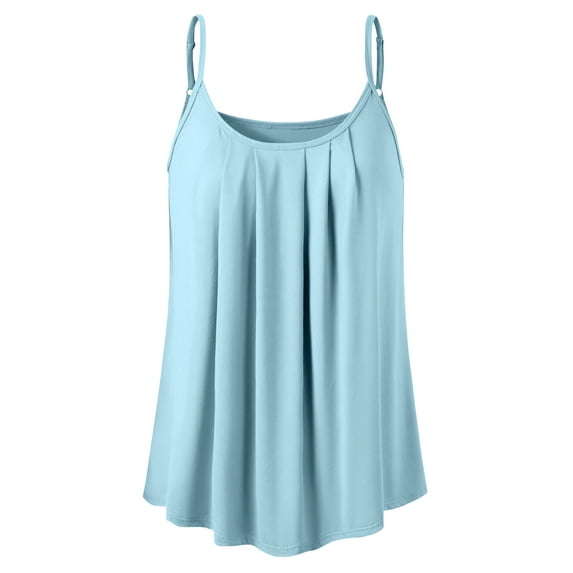Doublju Women's Front Pleated Cami Tank Top with Plus Size