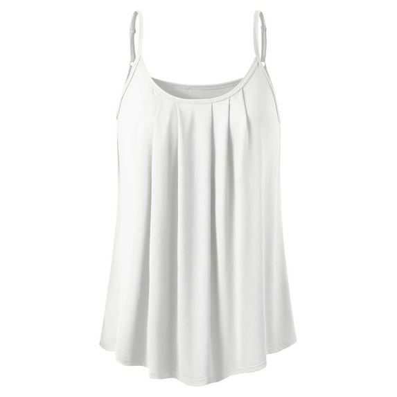 Doublju Women's Front Pleated Cami Tank Top with Plus Size