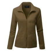 Doublju Women's Full Zip Up Fleece Jacket With Pockets (Plus Size Available)