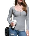 thumbnail image 1 of Doublju Women's Henley Neck Ribbed Top with Button (Plus Size Available), 1 of 4