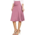 thumbnail image 1 of Doublju Women's High Waist Elastic Soft Flare Flowy Midi Skirt (Plus Size Available), 1 of 2