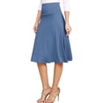 thumbnail image 1 of Doublju Women's High Waist Elastic Soft Flare Flowy Midi Skirt (Plus Size Available), 1 of 2