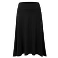 thumbnail image 1 of Doublju Women's High Waist Elastic Soft Flare Flowy Midi Skirt (Plus Size Available), 1 of 4