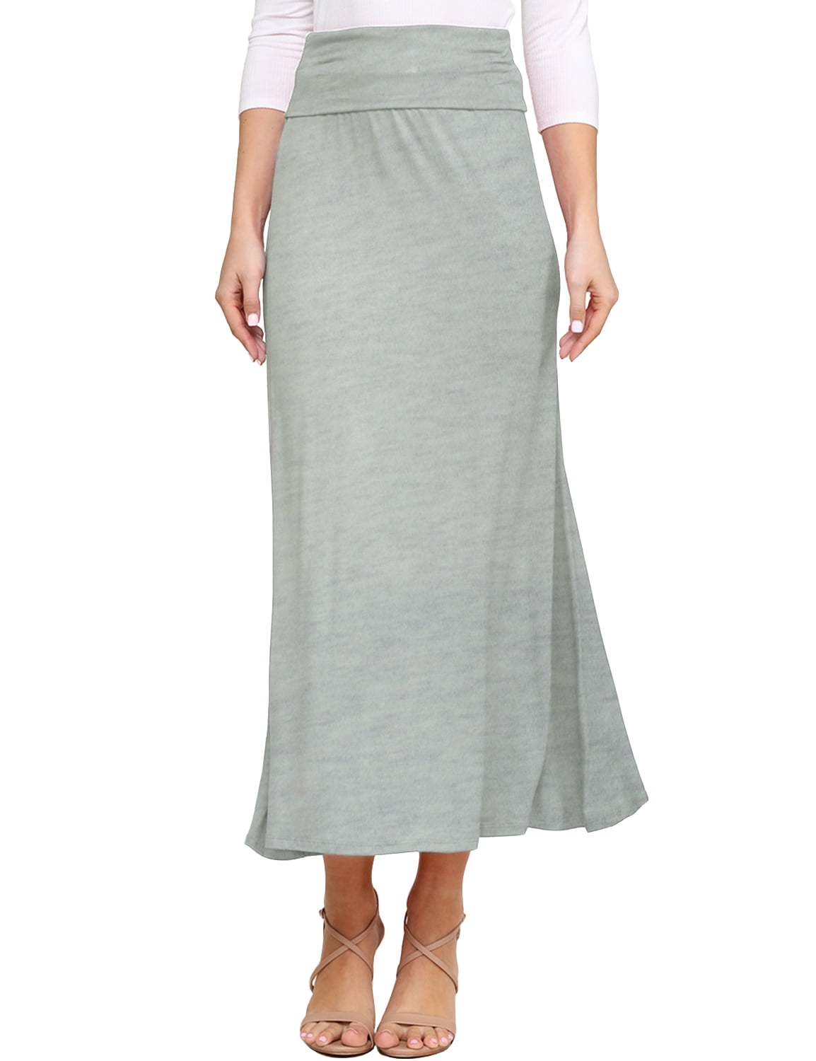 Doublju Women's High Waist Flared Maxi Skirt or Tube Top Dress with ...