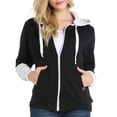 thumbnail image 1 of Doublju Women's Lightweight Contrast Zip Up Hoodie Jacekt with Plus Size, 1 of 5