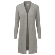 Doublju Women's Lightweight Long Sleeve Open Front Long Cardigan Sweaters