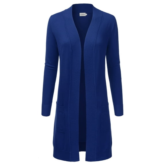 Doublju Women's Lightweight Long Sleeve Open Front Long Cardigan Sweaters