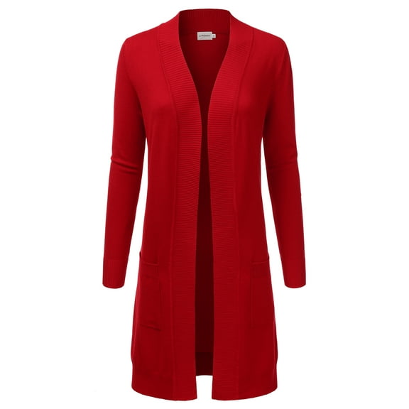 Doublju Women's Lightweight Long Sleeve Open Front Long Cardigan Sweaters