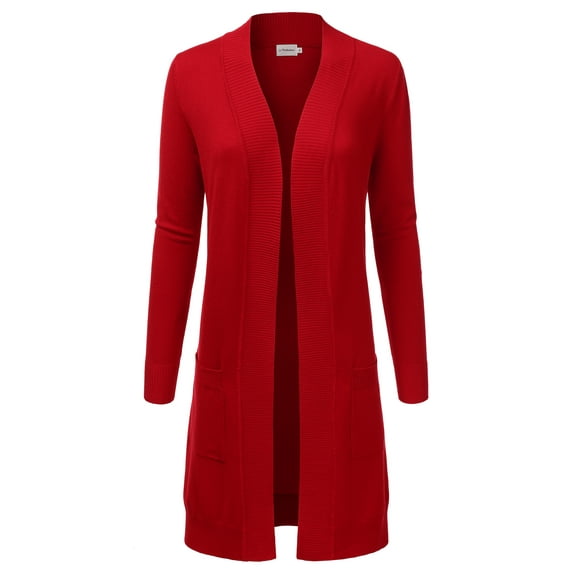 Doublju Women's Lightweight Long Sleeve Open Front Long Cardigan Sweaters