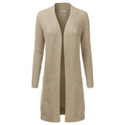 Doublju Women's Lightweight Long Sleeve Open Front Long Cardigan Sweaters