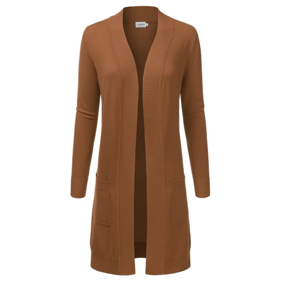 Doublju Women's Lightweight Long Sleeve Open Front Long Cardigan Sweaters