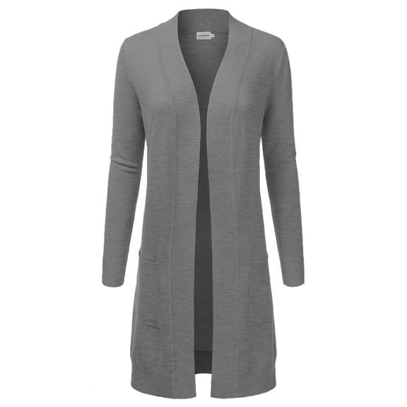 Doublju Women's Lightweight Long Sleeve Open Front Long Cardigan Sweaters