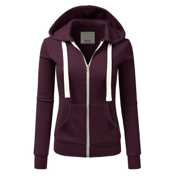 Doublju Women's Lightweight Pocket Zip-Up Hoodie Jacket for Women with Plus Size