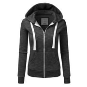 DOUBLJU Women's Lightweight Pocket Zip-Up Hoodie Jacket for Women with Plus Size