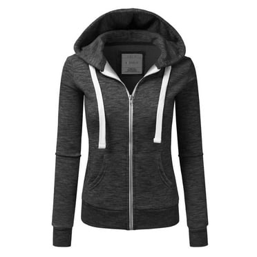 Doublju Women's Lightweight Pocket Zip-Up Hoodie Jacket for Women with Plus Size