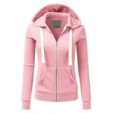 Doublju Women's Lightweight Pocket Zip-Up Hoodie Jacket for Women with ...