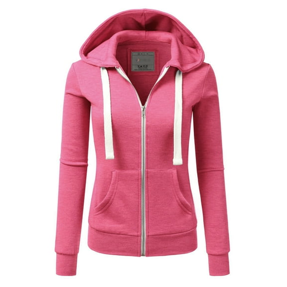 Doublju Women's Lightweight Pocket Zip-Up Hoodie Jacket for Women with Plus Size