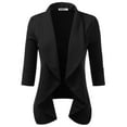 thumbnail image 1 of Doublju Women's Lightweight Thin 3/4 Sleeve Open Front Blazer with Plus Size, 1 of 4