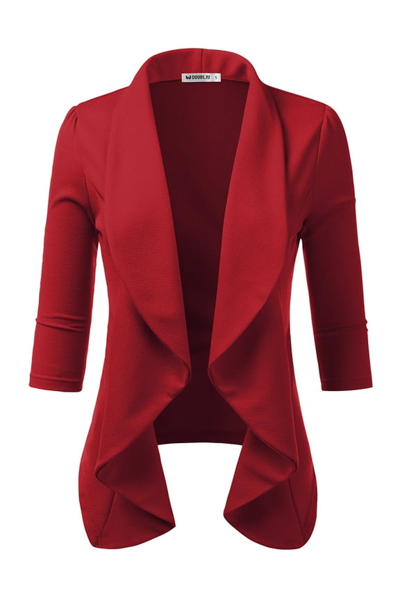 Women's Lightweight Thin 3/4 Sleeve Open Front Blazer with Plus Size