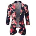 thumbnail image 1 of Doublju Women's Lightweight Thin 3/4 Sleeve Open Front Blazer with Plus Size, 1 of 4